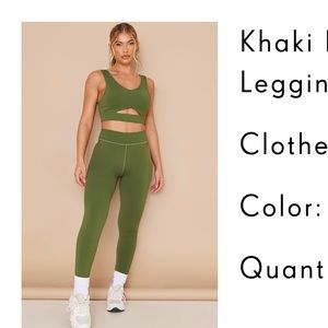 Prettylittlething sport khaki light luxe workout leggings. Size M